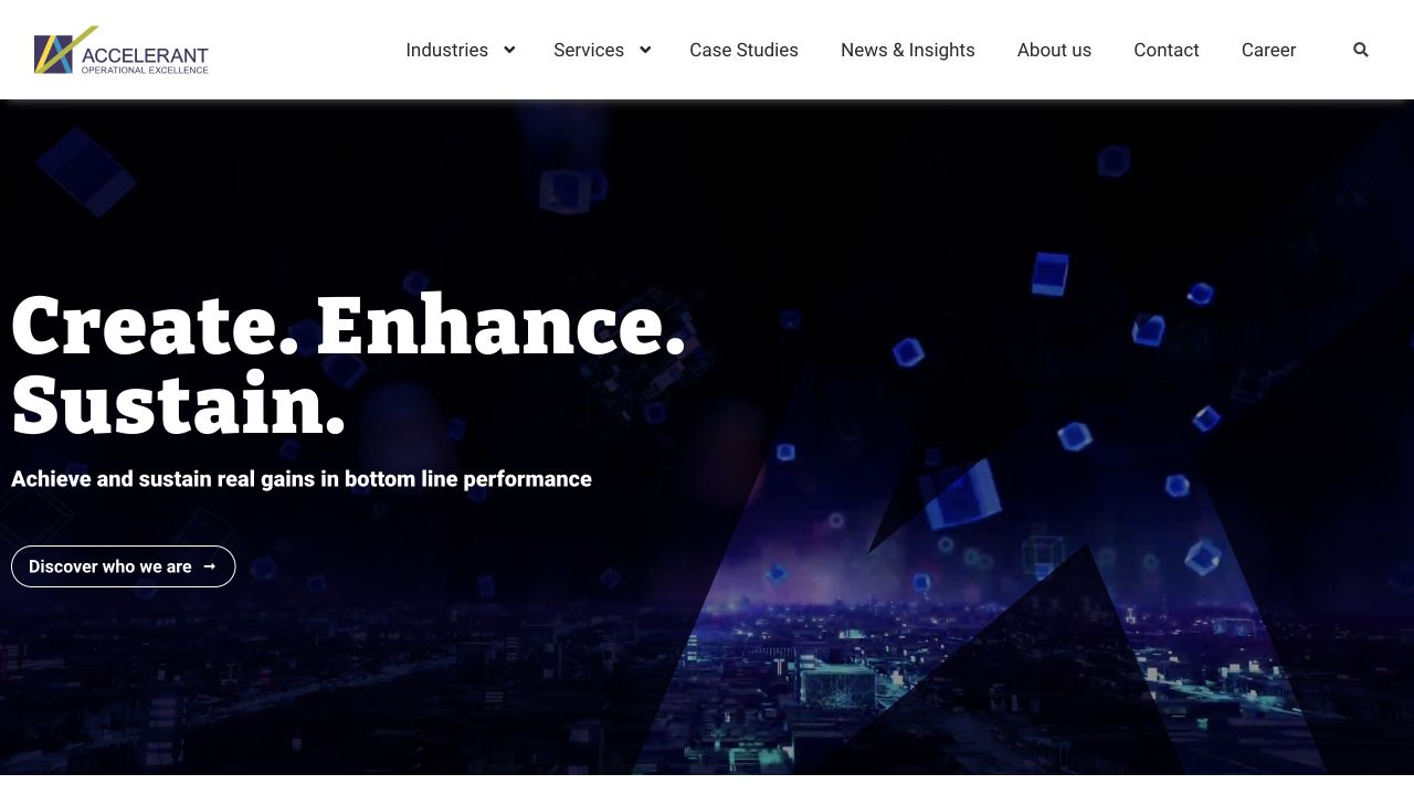 Homepage van de door bartistiek ontworpen en gerealiseerde Accelerant-website.