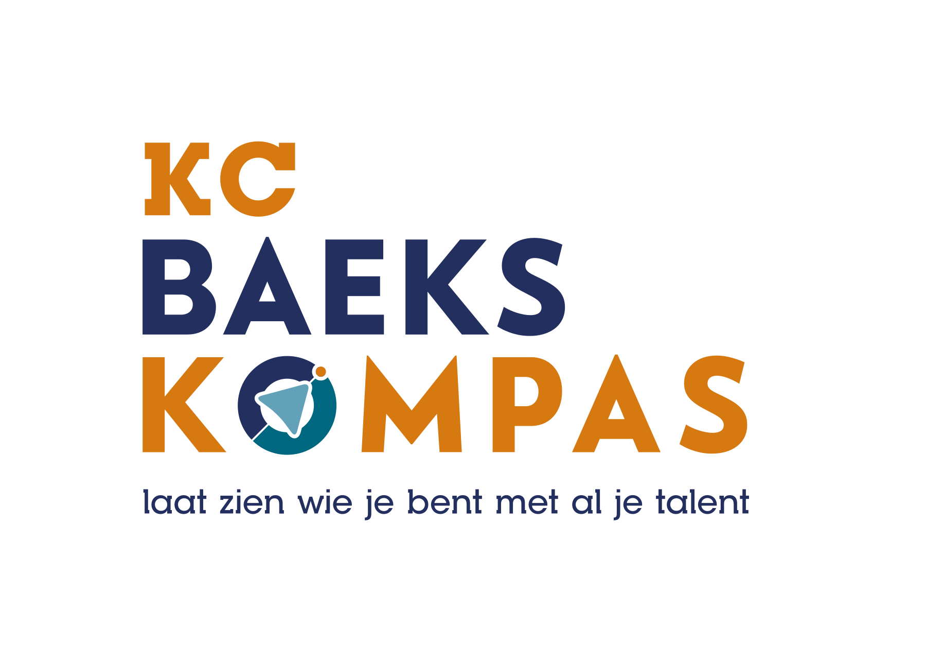 KC Baeks Kompas-logo met kompas in de O en tagline
