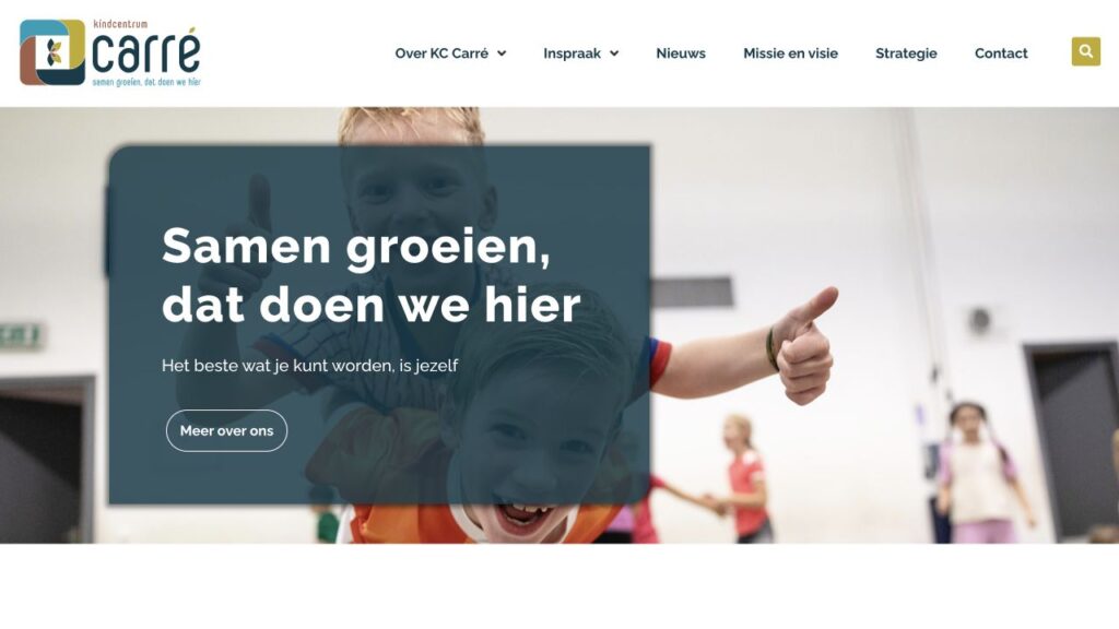 Homepage van KC Carré met de door bartistiek ontwikkelde merkidentiteit